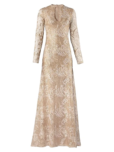 Nila Metallic Lace A-Line Gown