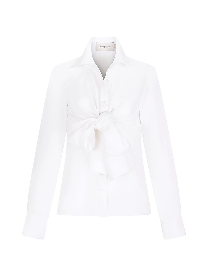 Mercury Tie-Front Linen Blouse