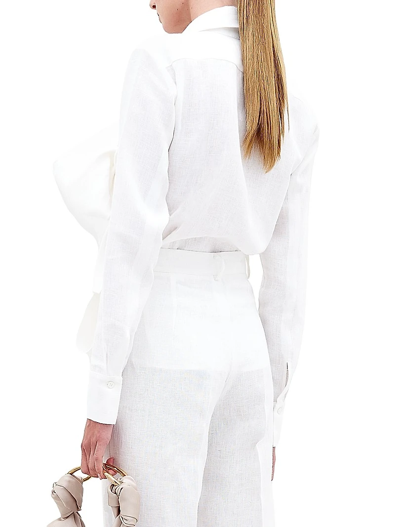 Mercury Tie-Front Linen Blouse