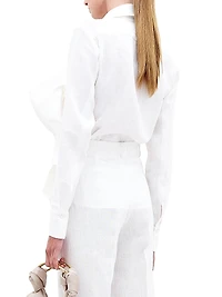 Mercury Tie-Front Linen Blouse