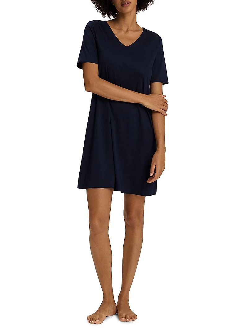 V-Neck Cotton & Silk Nightgown