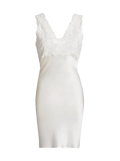 Rose Parfait Lace-Trimmed Silk Chemise