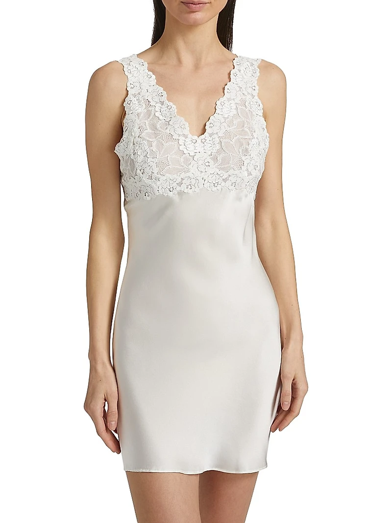 Rose Parfait Lace-Trimmed Silk Chemise