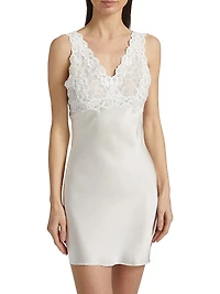 Rose Parfait Lace-Trimmed Silk Chemise