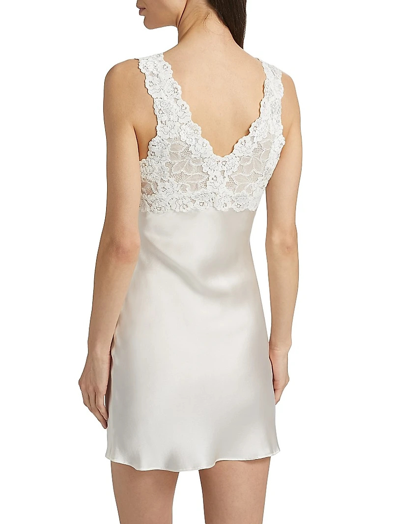 Rose Parfait Lace-Trimmed Silk Chemise