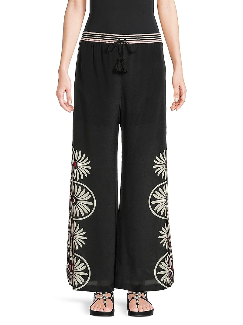 Valerie Siera Silk-Blend Wide-Leg Pants