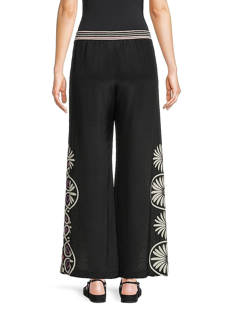 Valerie Siera Silk-Blend Wide-Leg Pants