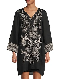 Roberta Floral-Embroidered Mini-Slipdress