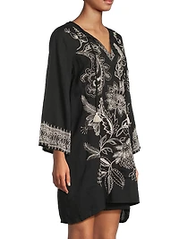 Roberta Floral-Embroidered Mini-Slipdress