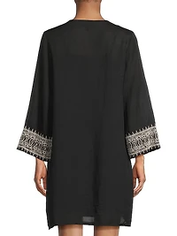 Roberta Floral-Embroidered Mini-Slipdress