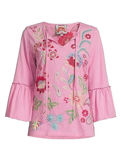 Freyde Floral Embroidered Cotton Blouse