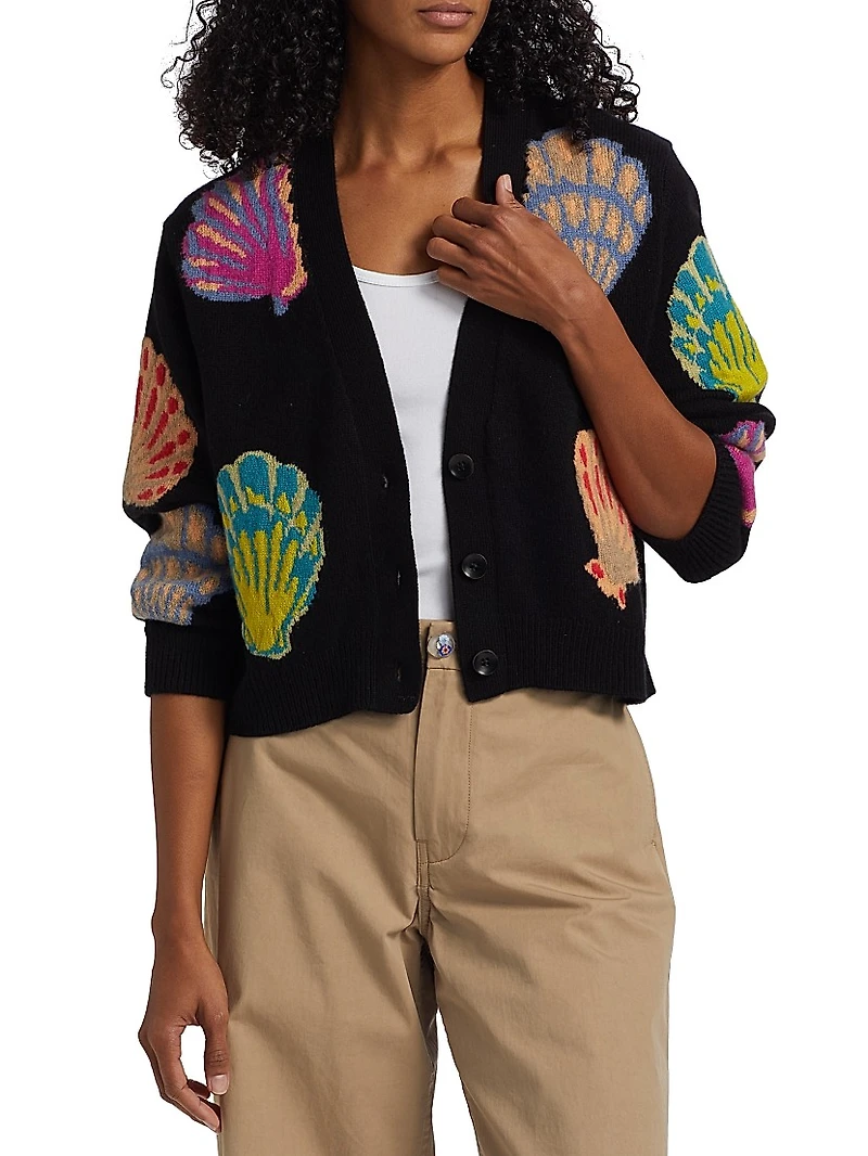 Shell Cashmere V-Neck Cardigan