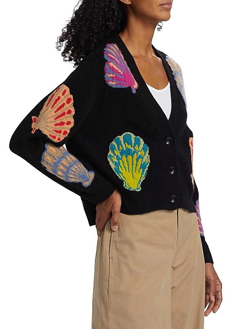 Shell Cashmere V-Neck Cardigan