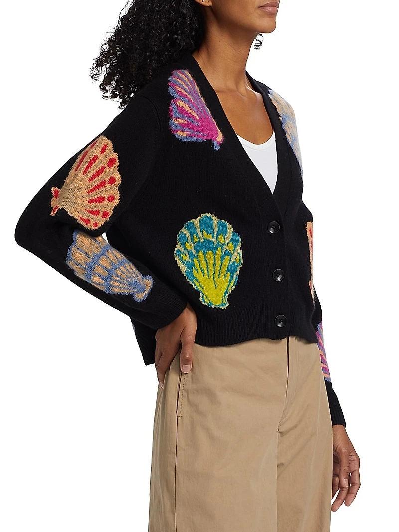 Shell Cashmere V-Neck Cardigan