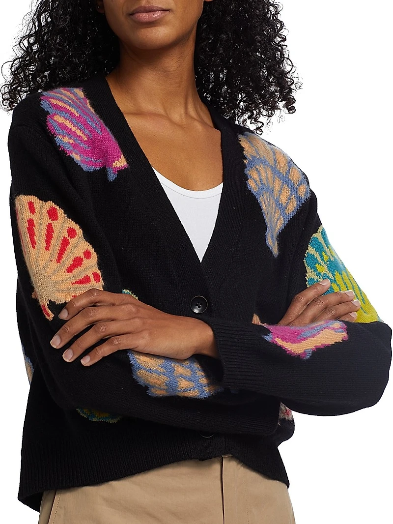 Shell Cashmere V-Neck Cardigan