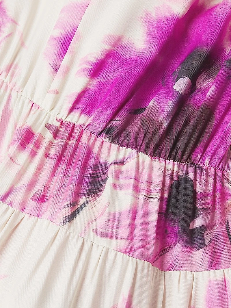 Auroria Daphne Floral Short-Sleeve Midi-Dress