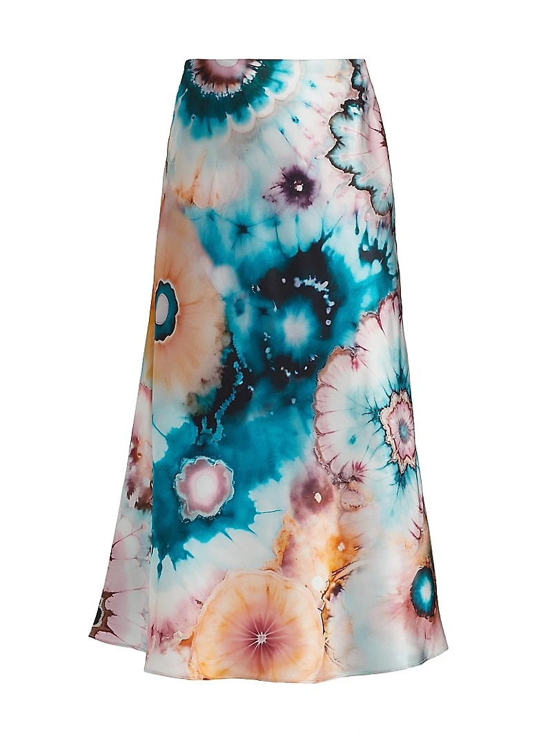 Silk Tie-Dye Midi-Skirt