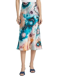 Silk Tie-Dye Midi-Skirt