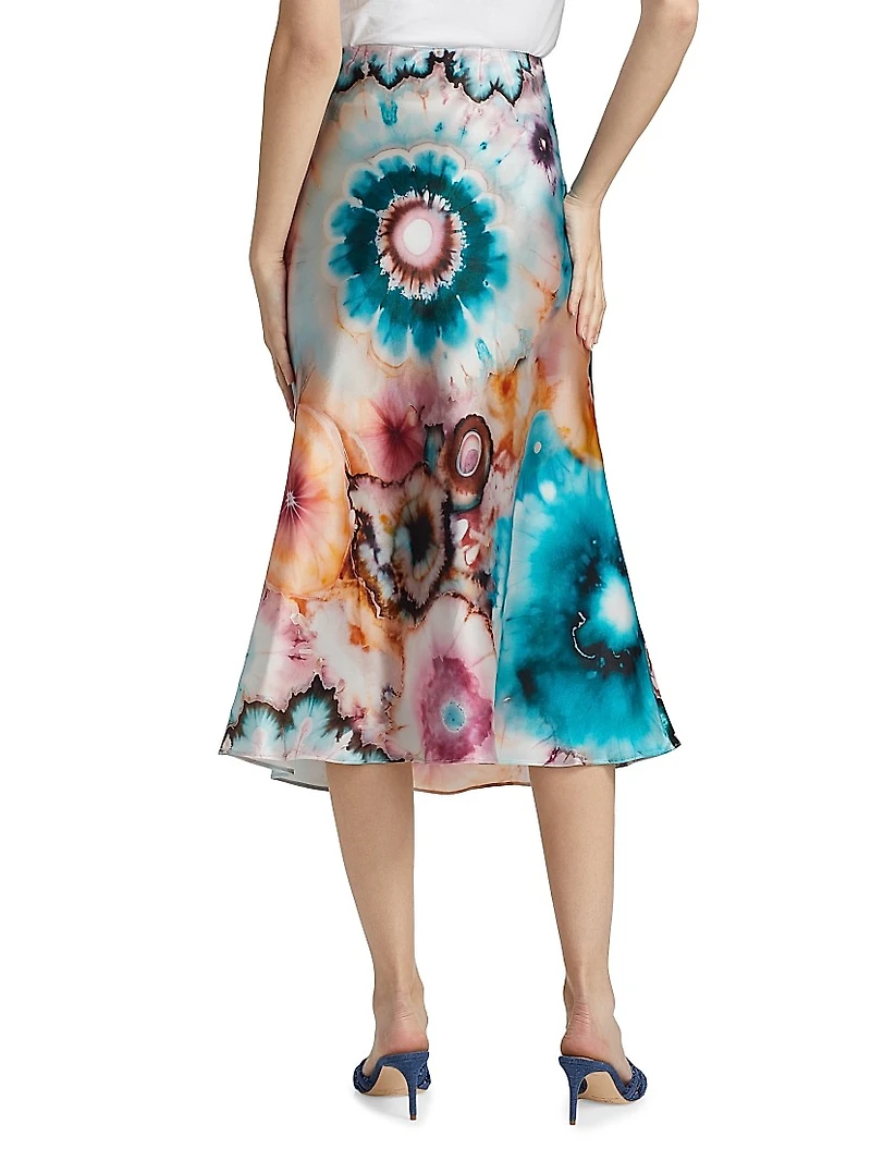 Silk Tie-Dye Midi-Skirt