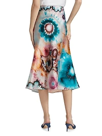 Silk Tie-Dye Midi-Skirt