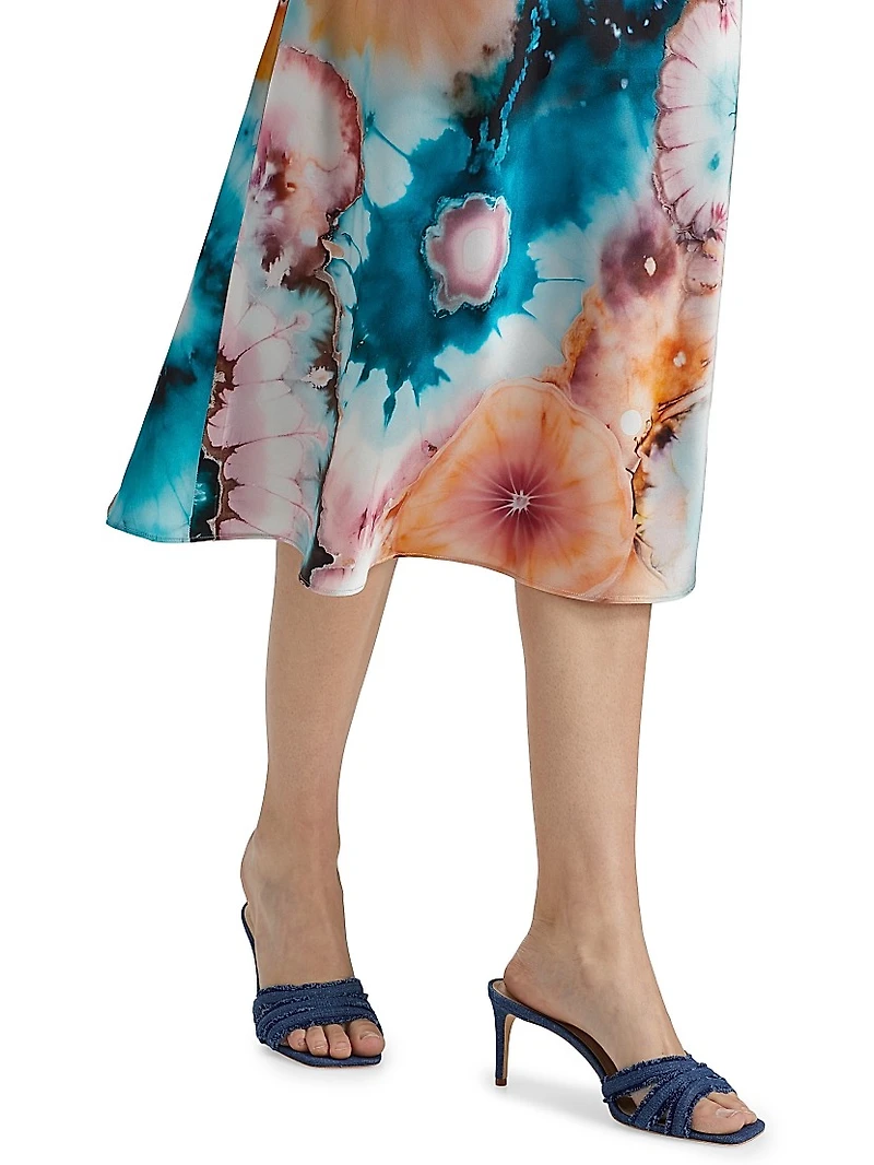 Silk Tie-Dye Midi-Skirt
