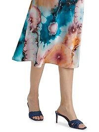 Silk Tie-Dye Midi-Skirt