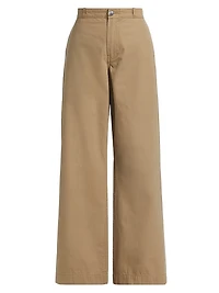 Silvano Cotton Mid-Rise Wide Leg Pants