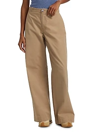 Silvano Cotton Mid-Rise Wide Leg Pants