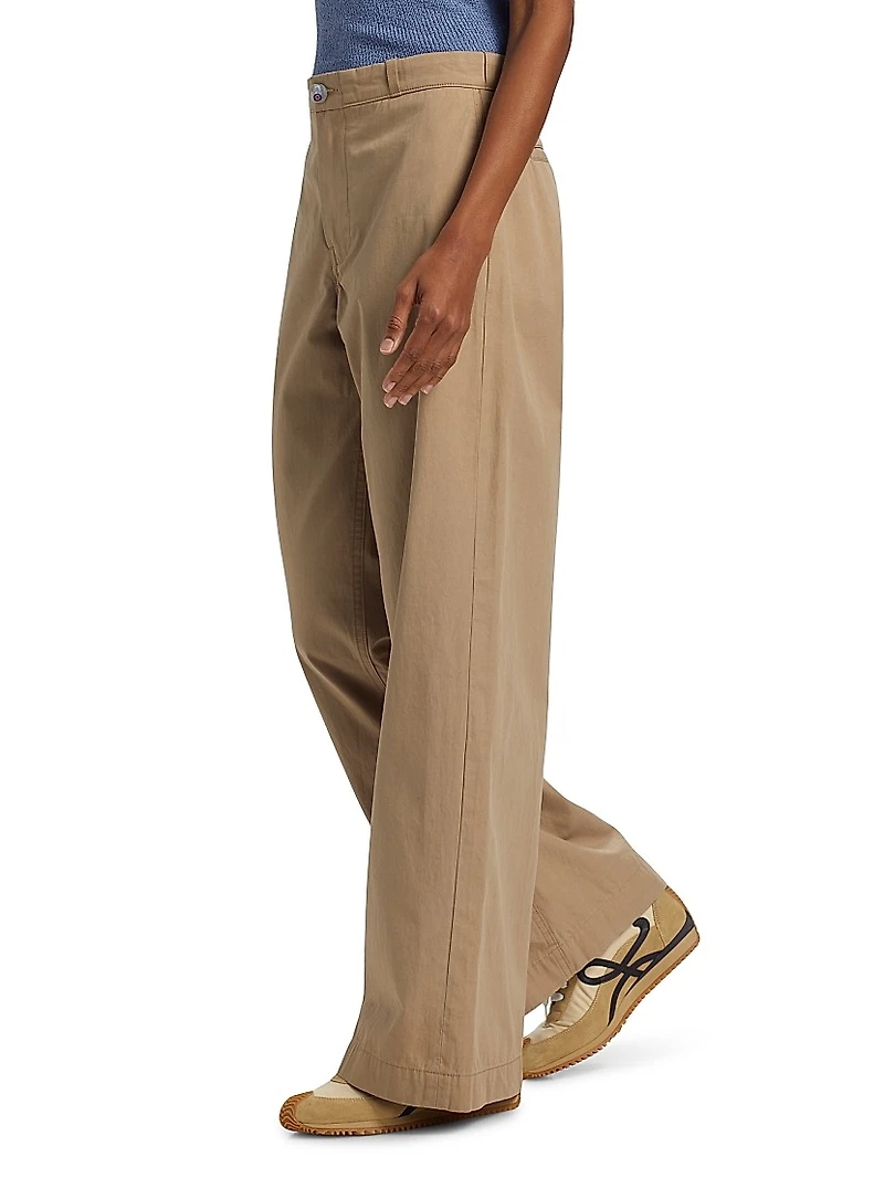 Silvano Cotton Mid-Rise Wide Leg Pants