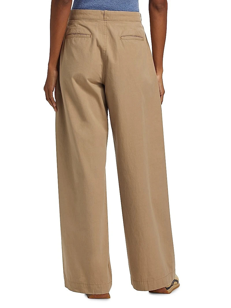 Silvano Cotton Mid-Rise Wide Leg Pants