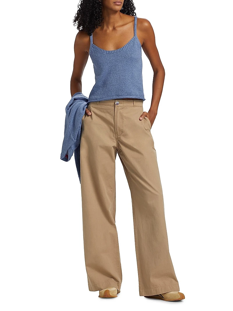 Silvano Cotton Mid-Rise Wide Leg Pants