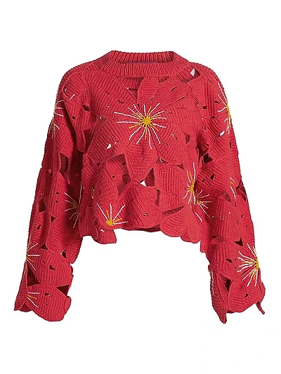 Crochet Flower Cotton Sweater