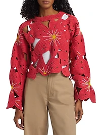 Crochet Flower Cotton Sweater