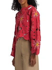 Crochet Flower Cotton Sweater