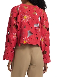 Crochet Flower Cotton Sweater