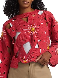 Crochet Flower Cotton Sweater