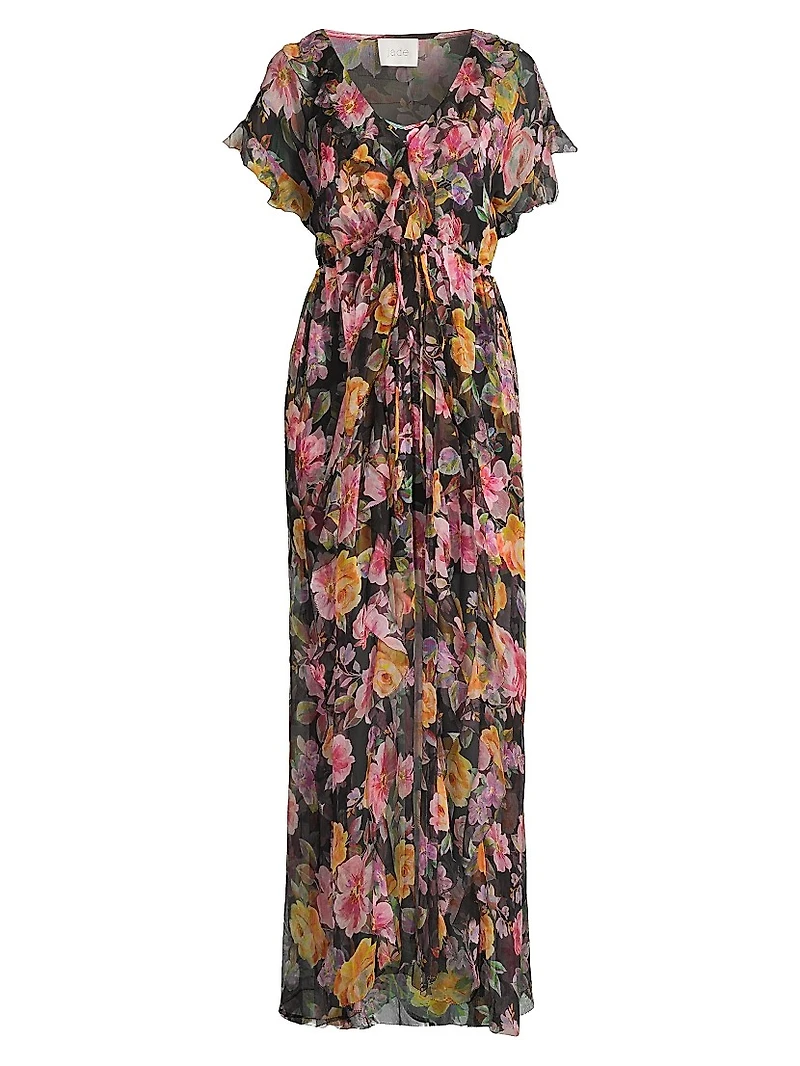 Suri Ruffled Floral Silk Maxi Dress