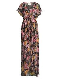 Suri Ruffled Floral Silk Maxi Dress