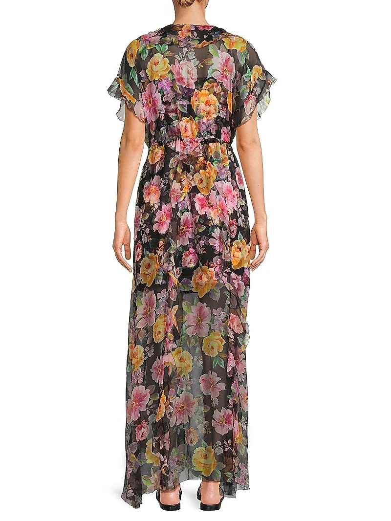 Suri Ruffled Floral Silk Maxi Dress