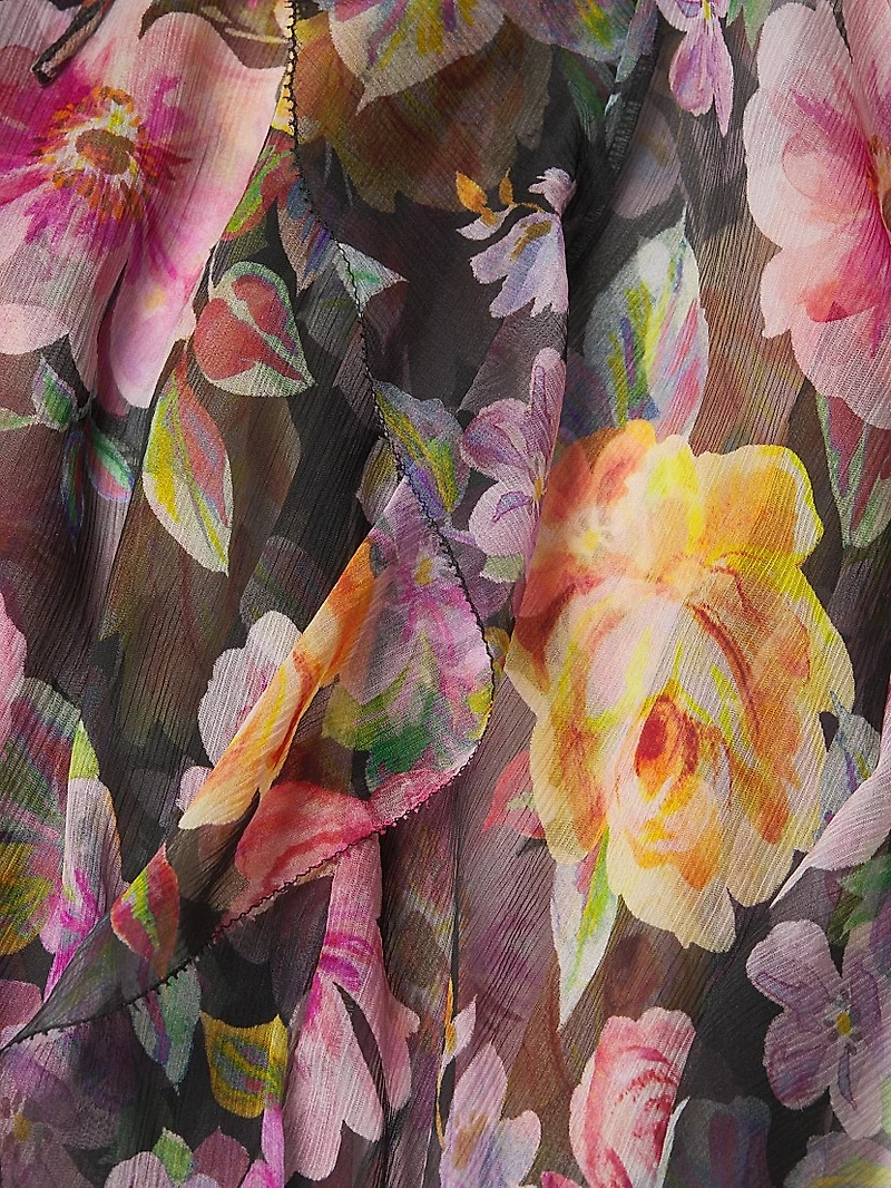 Suri Ruffled Floral Silk Maxi Dress