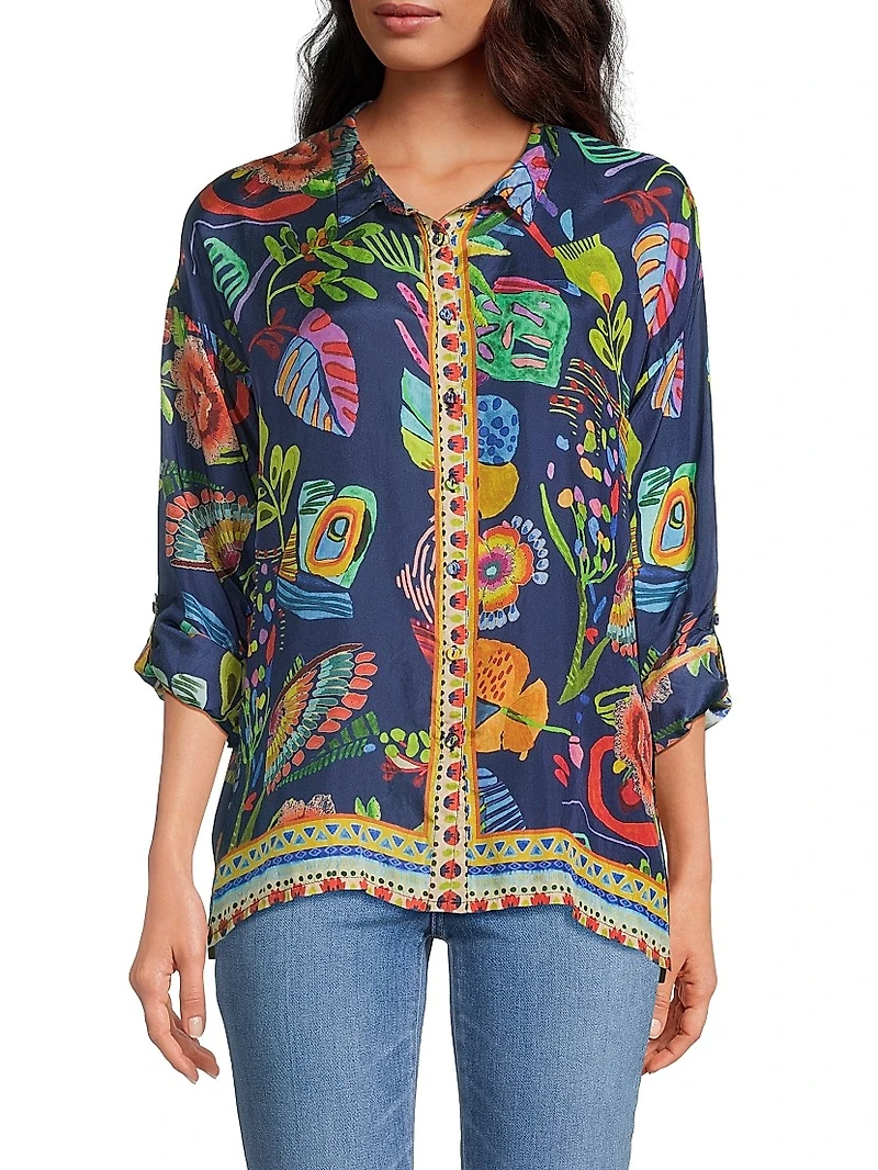 The Audrey Floral Silk Oversized Shirt