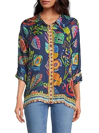 The Audrey Floral Silk Oversized Shirt