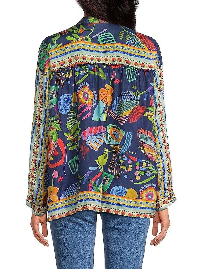 The Audrey Floral Silk Oversized Shirt