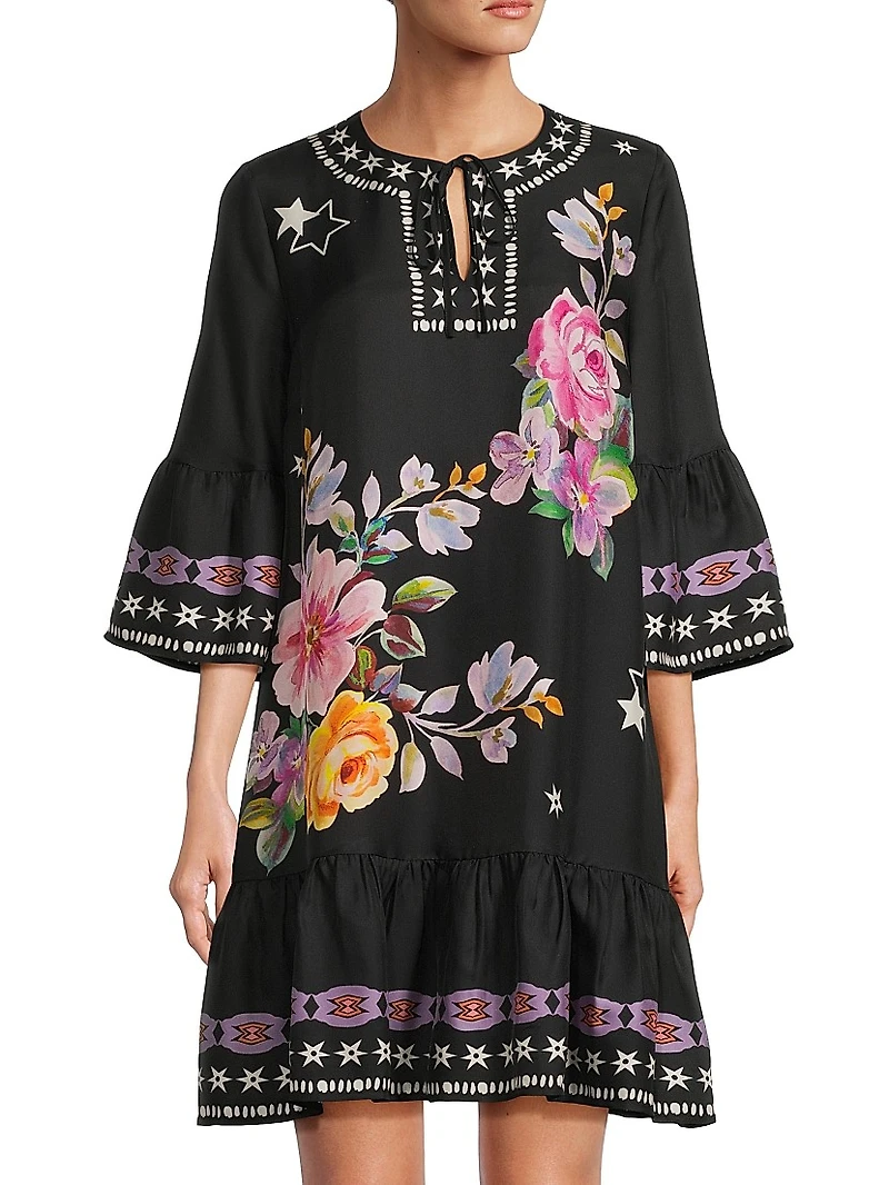 Hailee Floral Bell-Sleeve Minidress