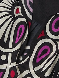 Madelyn Geometric Ruffled Tie-Neck Blouse