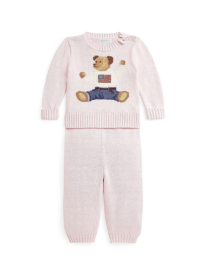 Baby's Flag Polo Bear Knit Set
