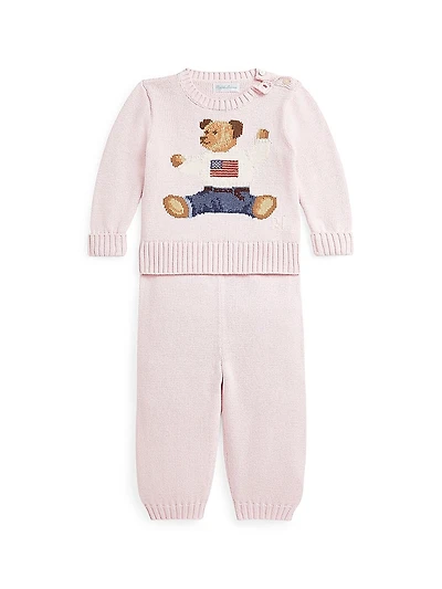 Baby's Flag Polo Bear Knit Set