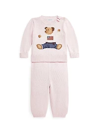 Baby's Flag Polo Bear Knit Set