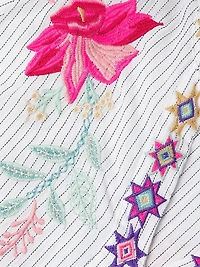 Paris Embroidered Cotton Split-Neck Blouse