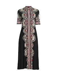 The Janie Favorite Geometric Mock Turtleneck Midi-Dress